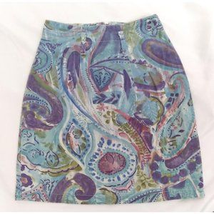 Vintage 100% Cotton Jean Floral & Paisley Mini Ski Size 7